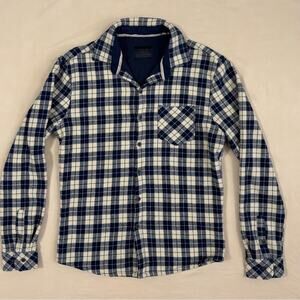Nomad Men's Navy and Cream Plaid Thermal Lined Flannel Shirt Size Small